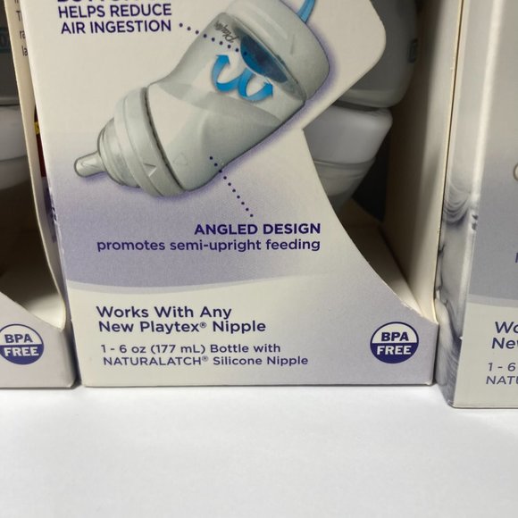 Playtex VentAire 6oz Baby Bottle Naturalatch Silicone Nipple Angled Bottom Vent - Picture 4 of 13